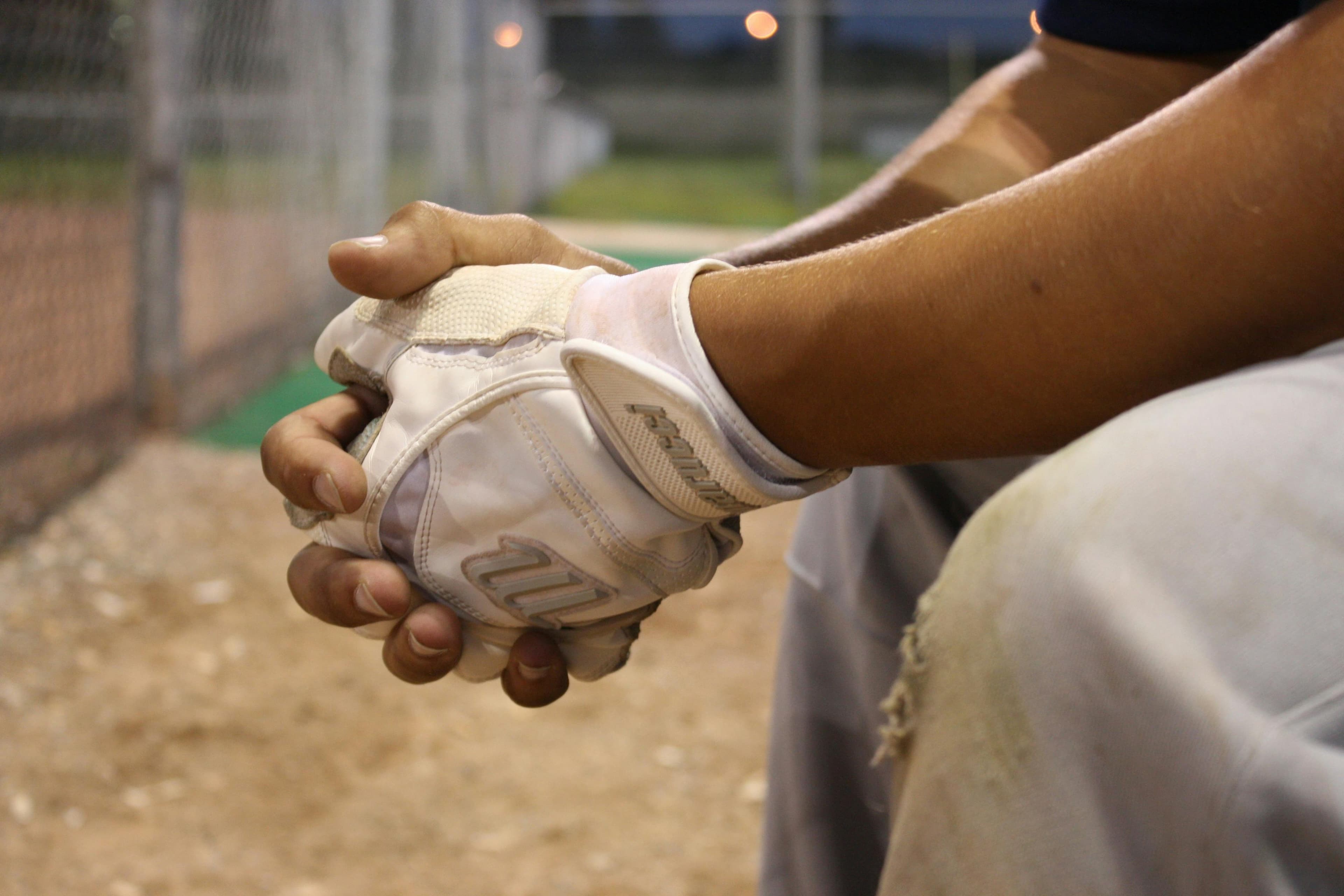 Closeup of batting gloves